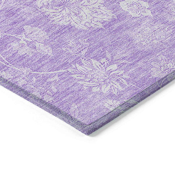 3' X 5' Lavender And Lilac Floral Washable Indoor Outdoor Area Rug