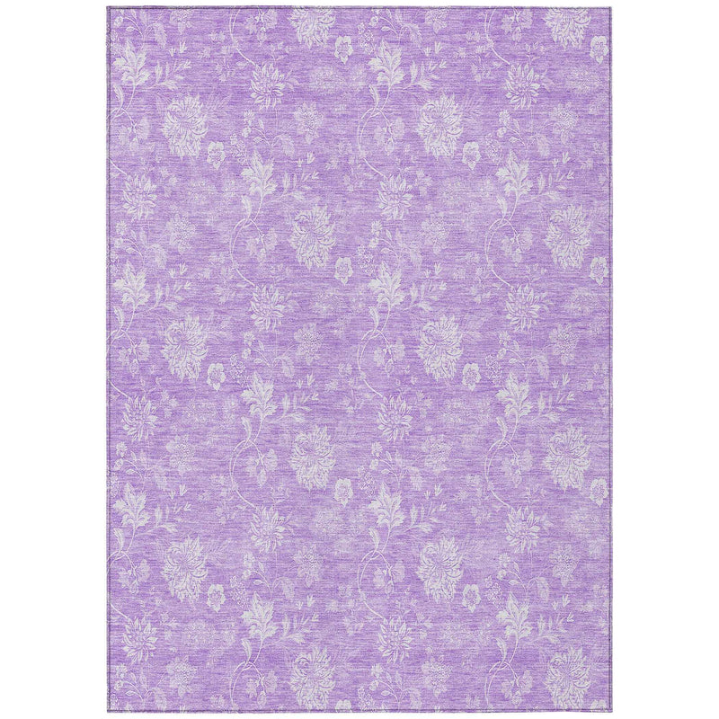 3' X 5' Lavender And Lilac Floral Washable Indoor Outdoor Area Rug