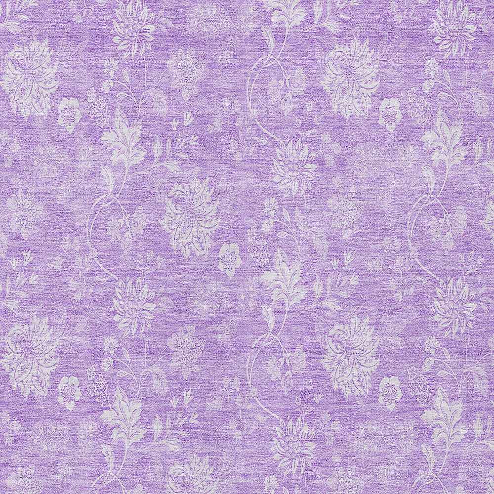 3' X 5' Lavender And Lilac Floral Washable Indoor Outdoor Area Rug