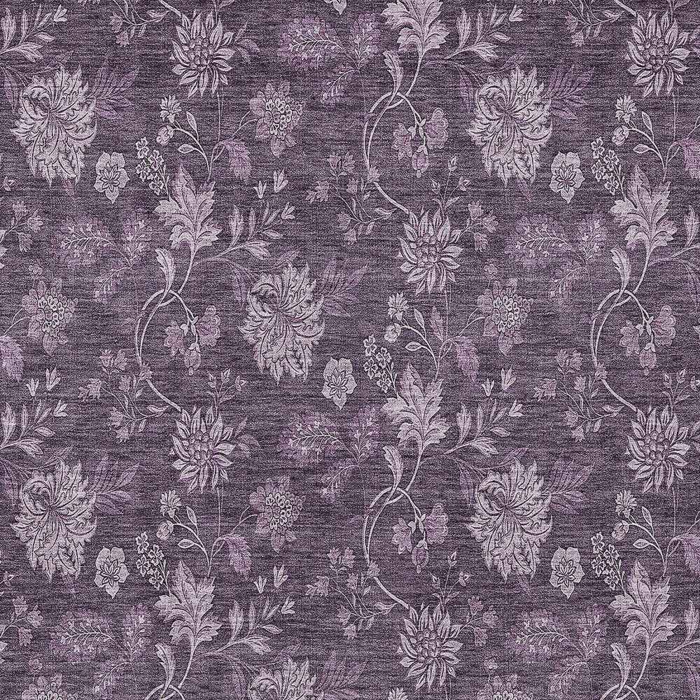 10' X 14' Plum Purple And Lavender Floral Washable Indoor Outdoor Area Rug