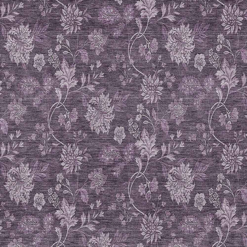 10' X 14' Plum Purple And Lavender Floral Washable Indoor Outdoor Area Rug