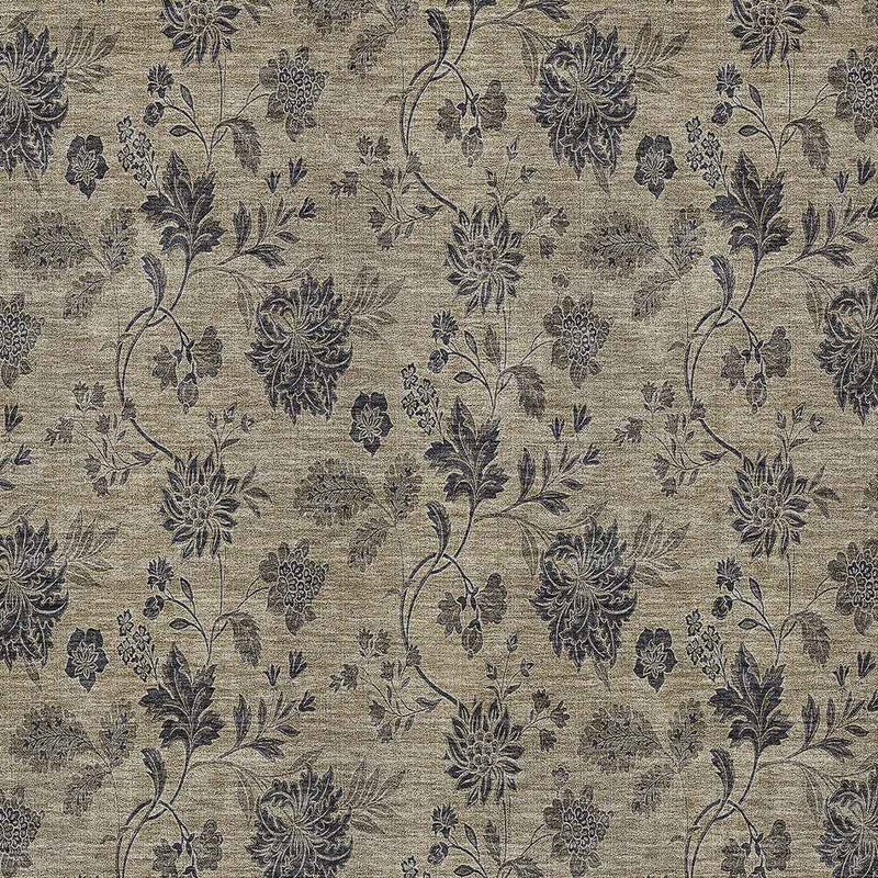 3' X 5' Brown Beige And Chocolate Floral Washable Indoor Outdoor Area Rug