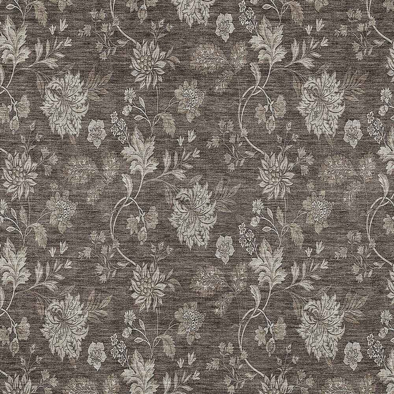 3' X 5' Chocolate Beige And Taupe Floral Washable Indoor Outdoor Area Rug