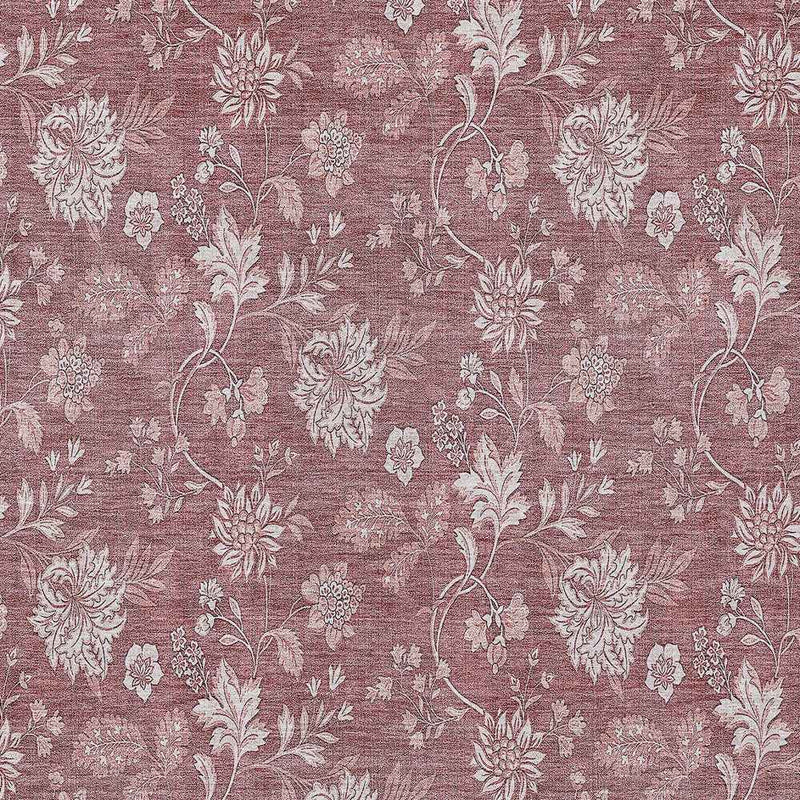 9' X 12' Blush Pink And Mauve Floral Washable Indoor Outdoor Area Rug