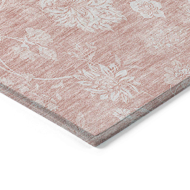 3' X 5' Pink Ivory And Blush Floral Washable Indoor Outdoor Area Rug