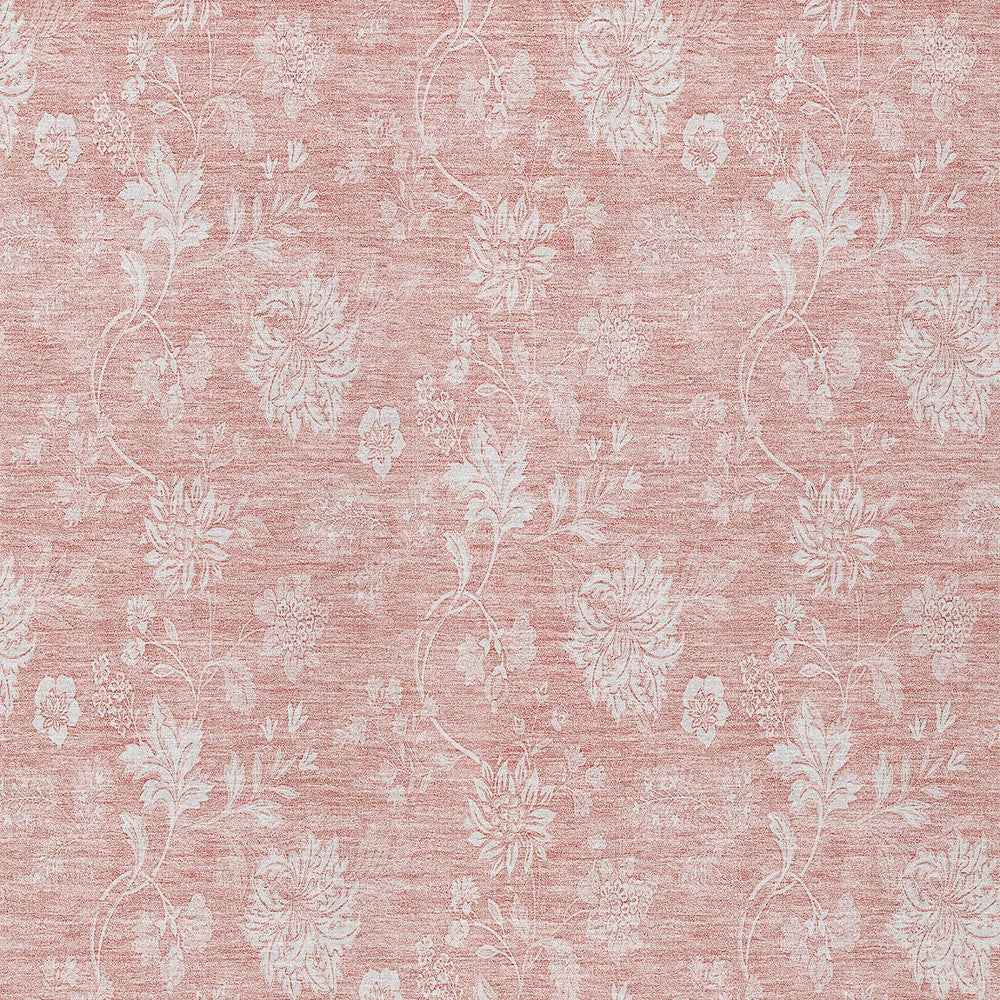 3' X 5' Pink Ivory And Blush Floral Washable Indoor Outdoor Area Rug