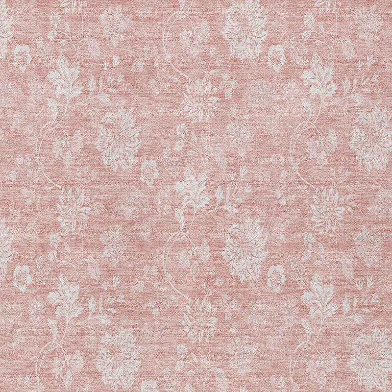 3' X 5' Pink Ivory And Blush Floral Washable Indoor Outdoor Area Rug