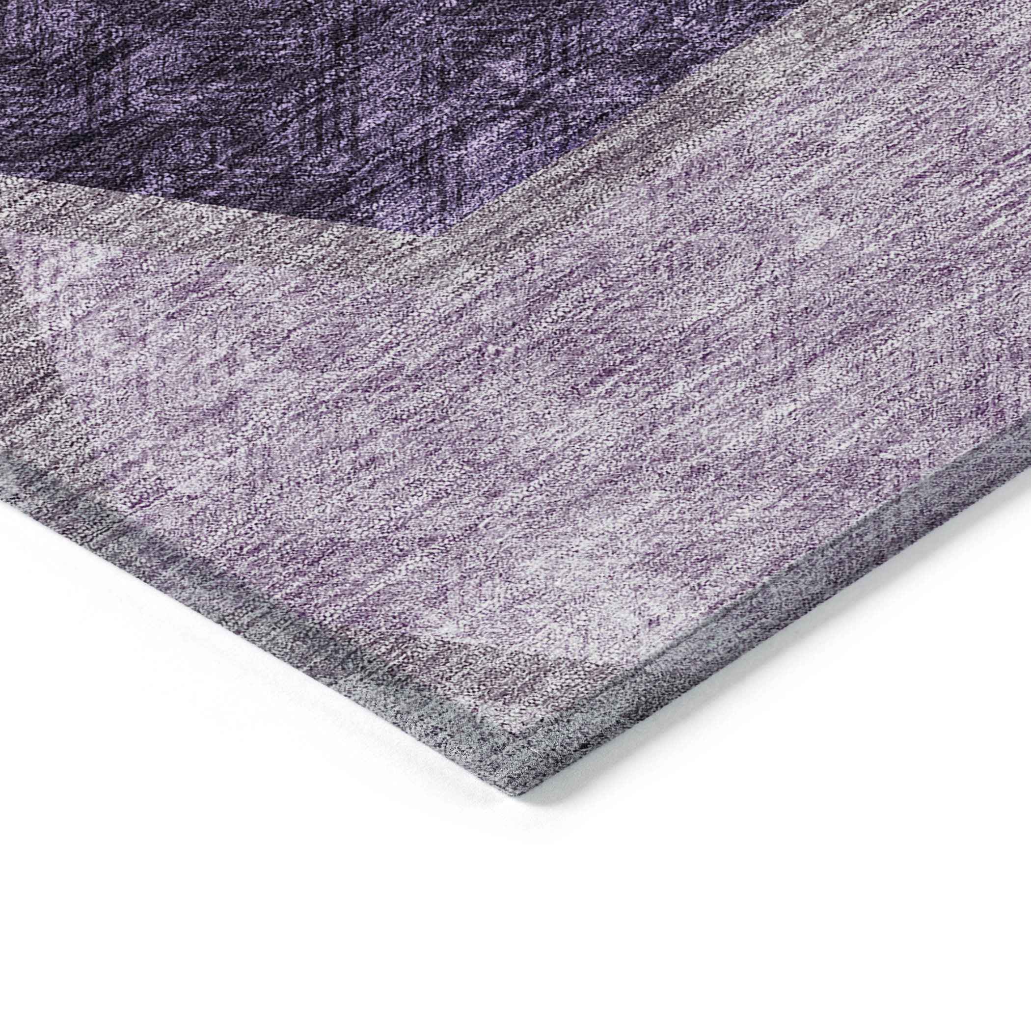 10' X 14' Eggplant Purple And Lavender Geometric Washable Indoor Outdoor Area Rug