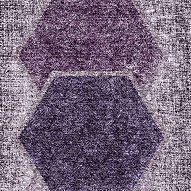 10' X 14' Eggplant Purple And Lavender Geometric Washable Indoor Outdoor Area Rug