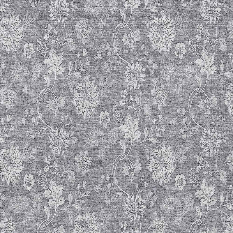 9' X 12' Gray Silver And Ivory Floral Washable Indoor Outdoor Area Rug