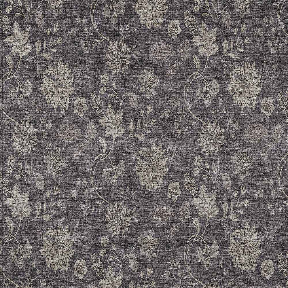 10' X 14' Taupe And Beige Floral Washable Indoor Outdoor Area Rug