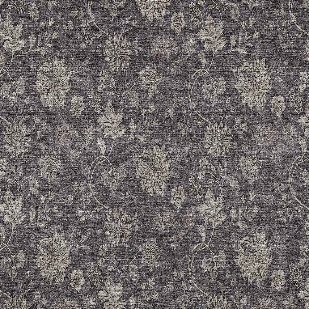 3' X 5' Taupe And Beige Floral Washable Indoor Outdoor Area Rug