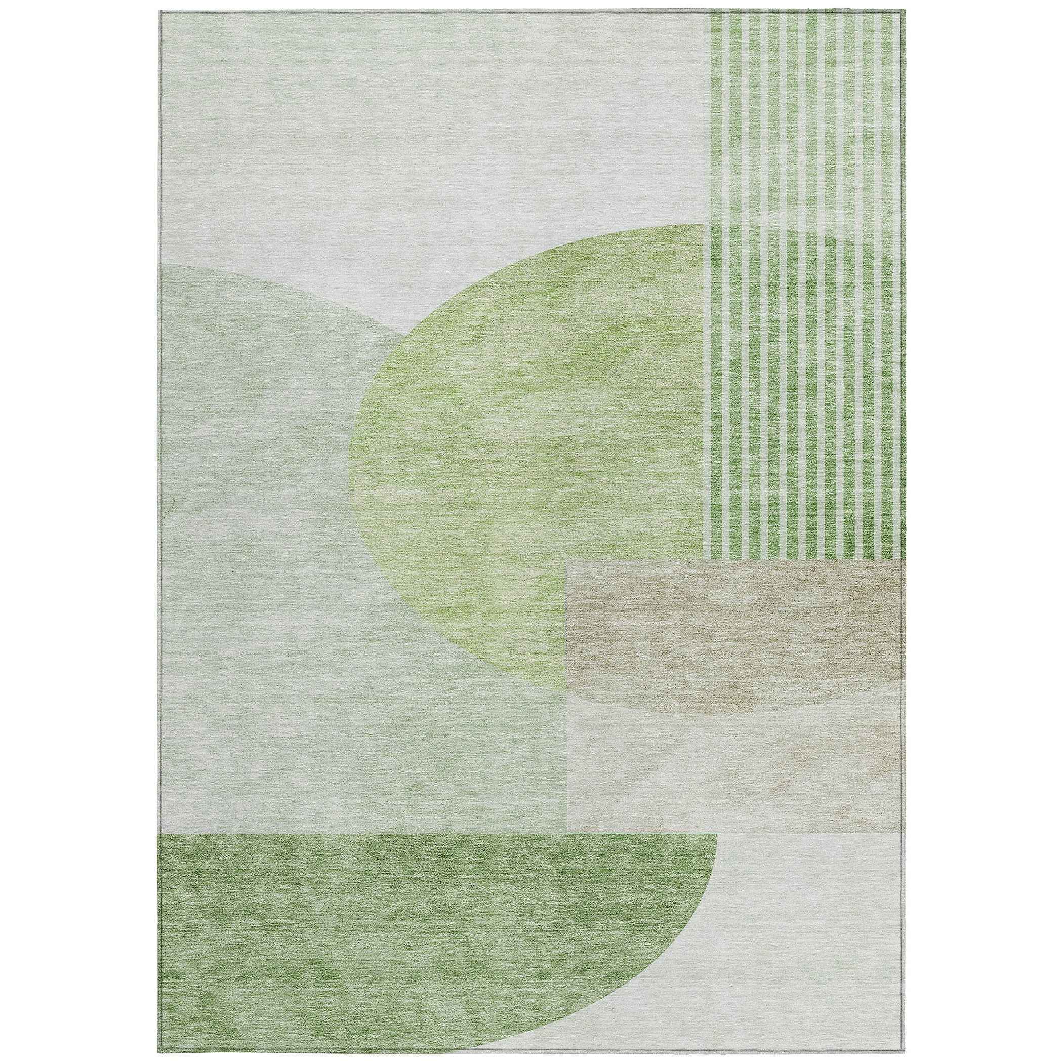 10' X 14' Olive Green And Artichoke Green Geometric Washable Indoor Outdoor Area Rug