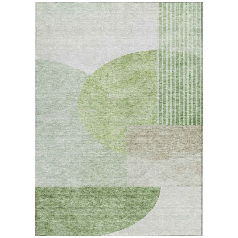10' X 14' Olive Green And Artichoke Green Geometric Washable Indoor Outdoor Area Rug