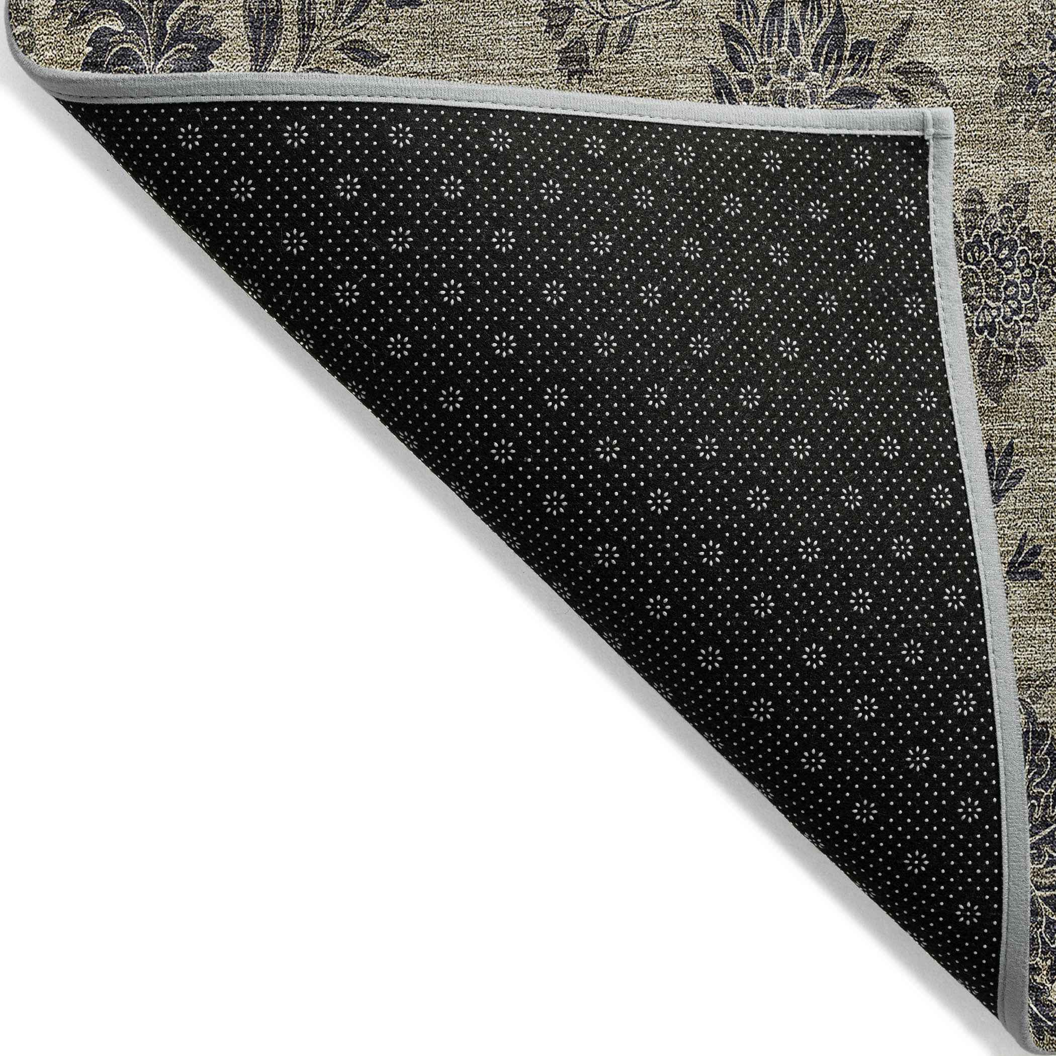 10' X 14' Brown Beige And Chocolate Floral Washable Indoor Outdoor Area Rug