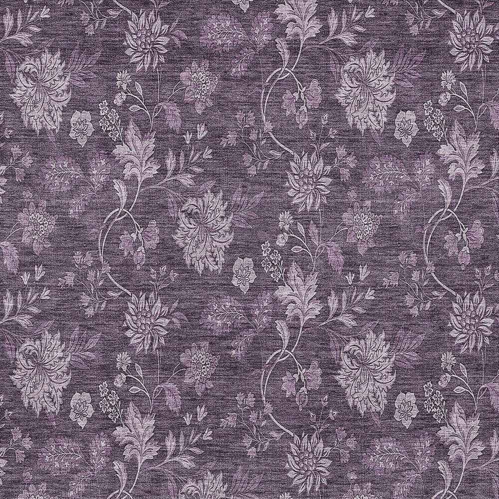8' X 10' Plum Purple And Lavender Floral Washable Indoor Outdoor Area Rug