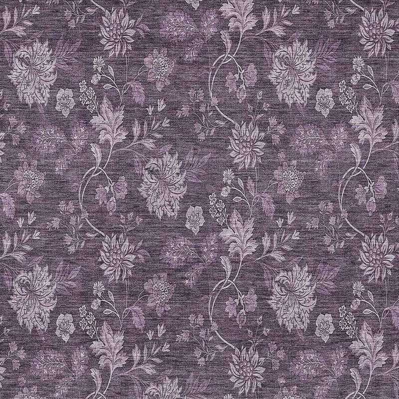 8' X 10' Plum Purple And Lavender Floral Washable Indoor Outdoor Area Rug