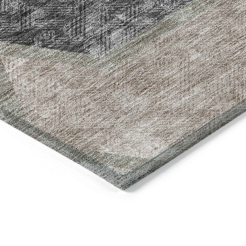 8' X 10' Chocolate And Taupe Geometric Washable Indoor Outdoor Area Rug