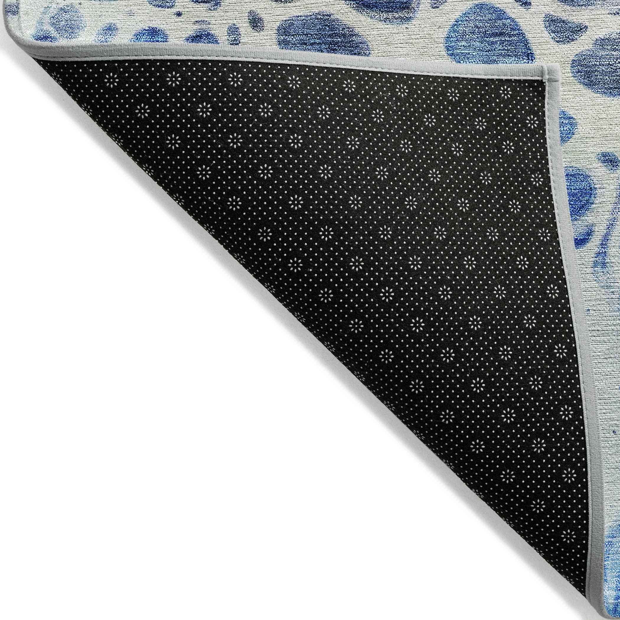 9' X 12' Navy Blue And Gray Nautical Washable Indoor Outdoor Area Rug