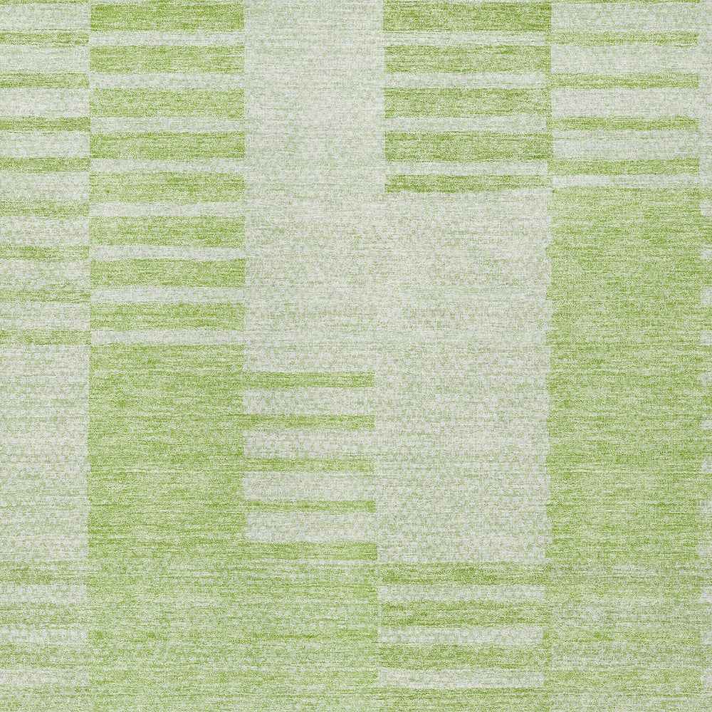 5' X 8' Artichoke Green And Mint Green Striped Washable Indoor Outdoor Area Rug