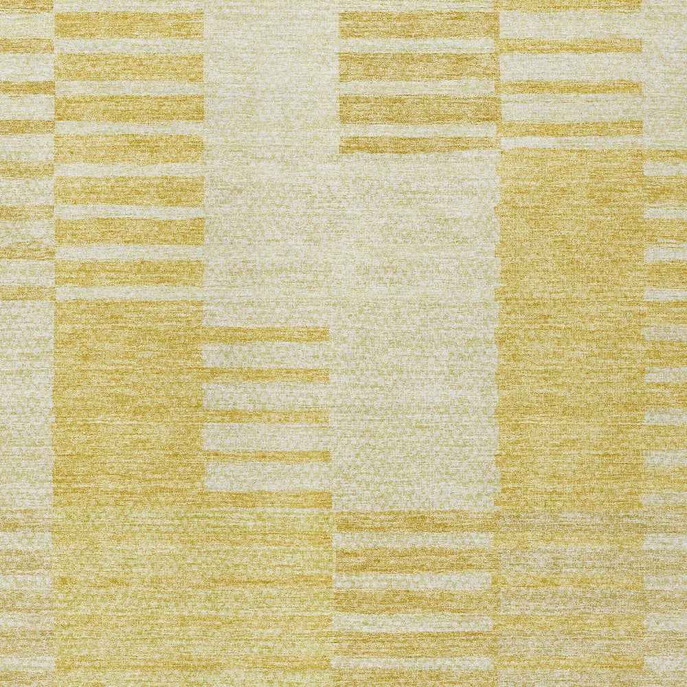 3' X 5' Gold Wheat And Ivory Striped Washable Indoor Outdoor Area Rug