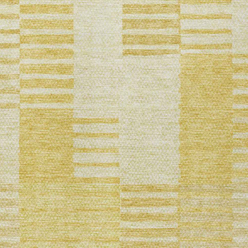3' X 5' Gold Wheat And Ivory Striped Washable Indoor Outdoor Area Rug