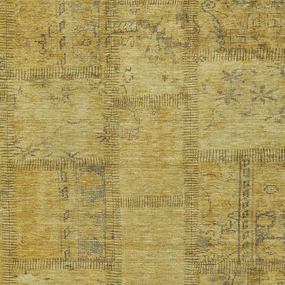 10' X 14' Gold Wheat And Gray Patchwork Washable Indoor Outdoor Area Rug - Sports & Outdoor