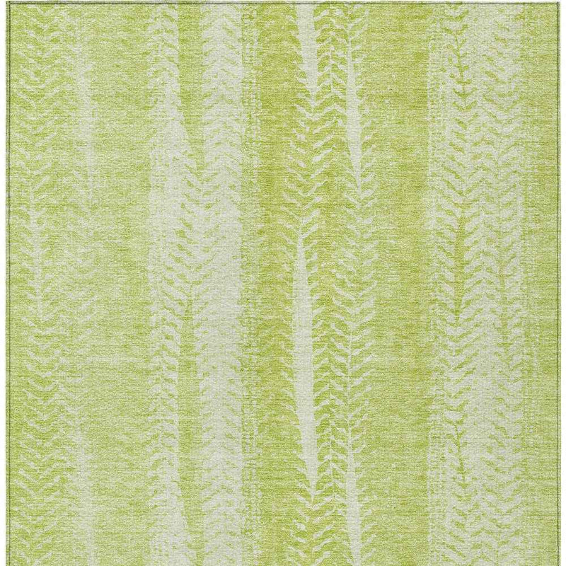 10' X 14' Artichoke Green And Ivory Botanical Leaves Washable Indoor Outdoor Area Rug