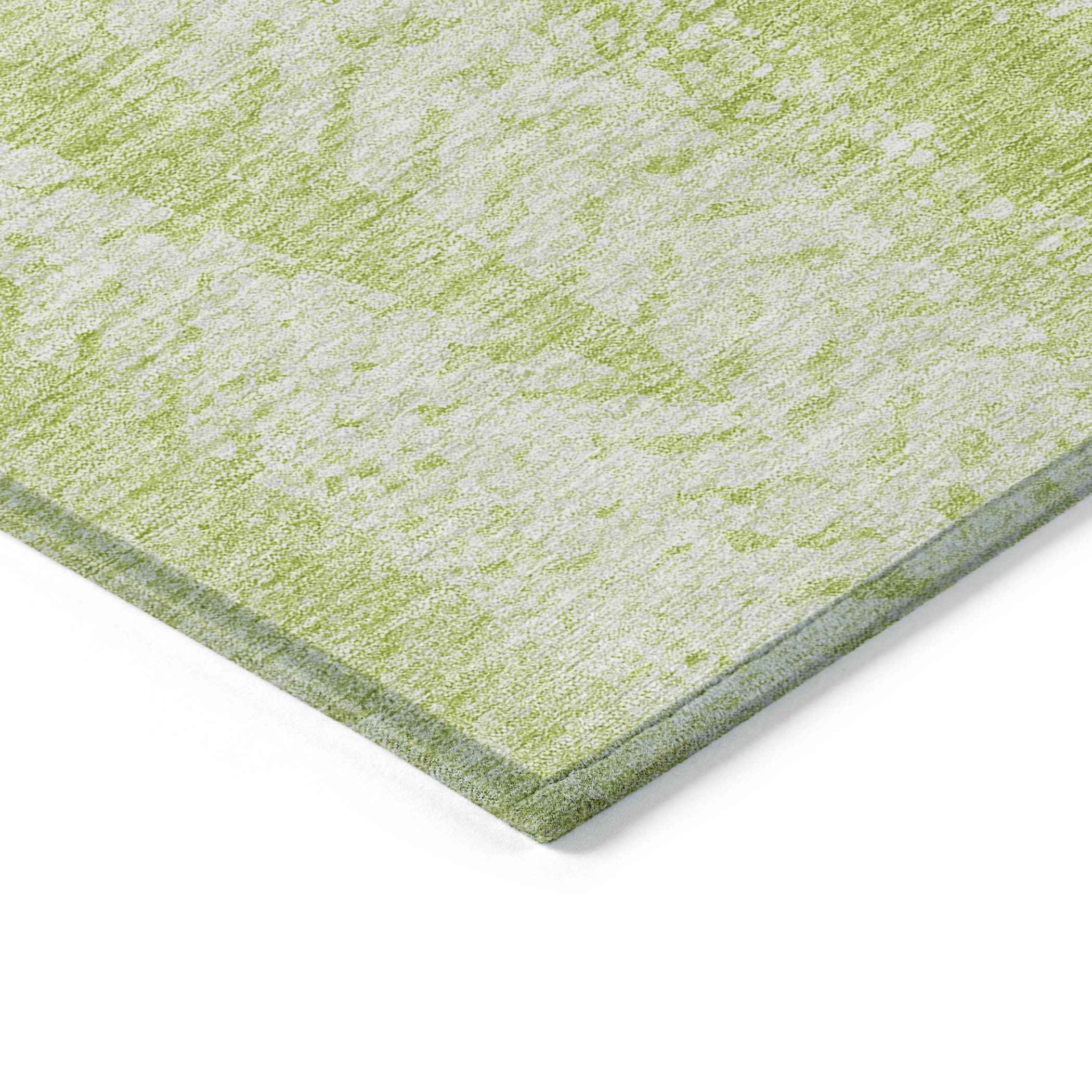 10' X 14' Artichoke Green And Ivory Botanical Leaves Washable Indoor Outdoor Area Rug