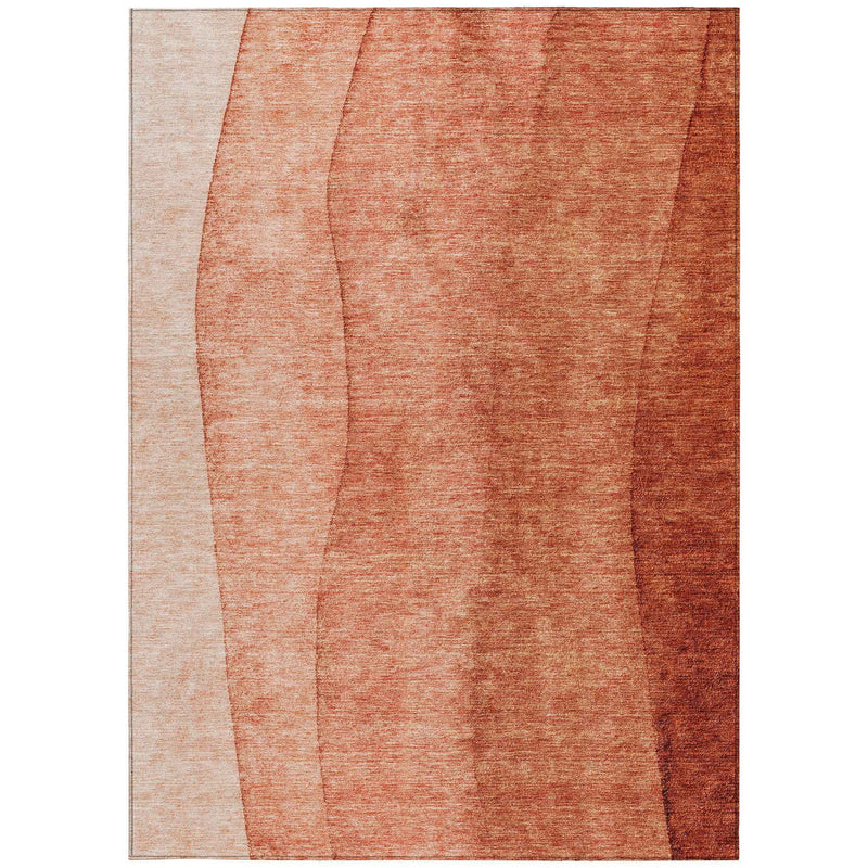 8' X 10' Red Copper And Terra Cotta Ombre Washable Indoor Outdoor Area Rug