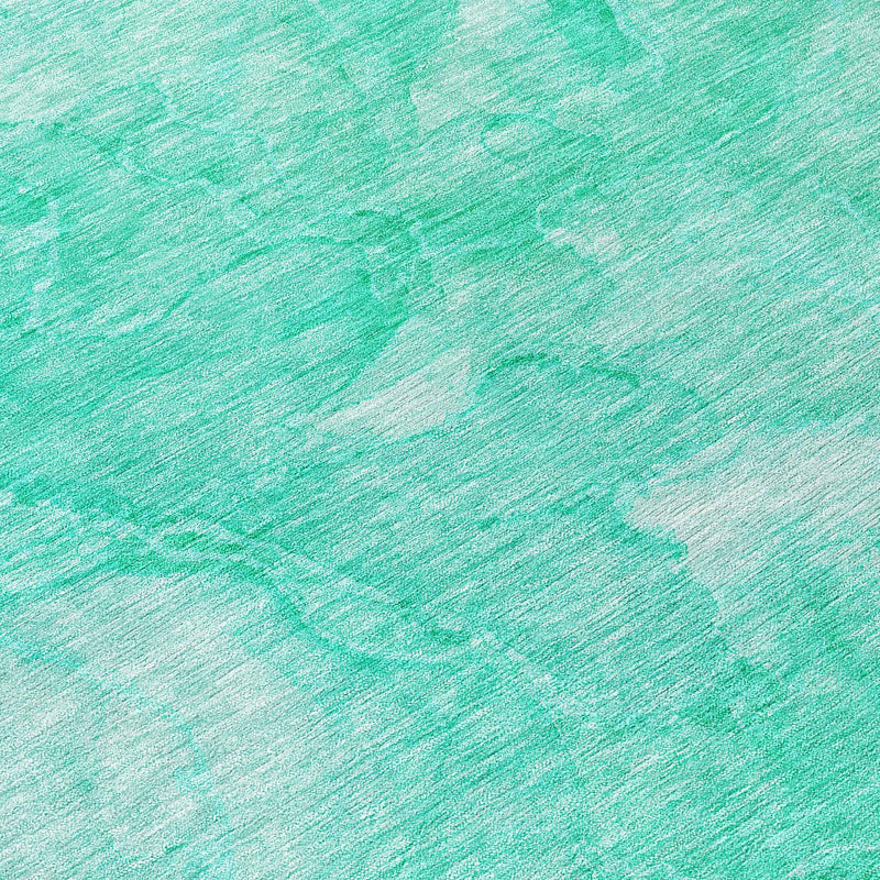 8' Teal Blue And Aqua Round Nautical Washable Indoor Outdoor Area Rug