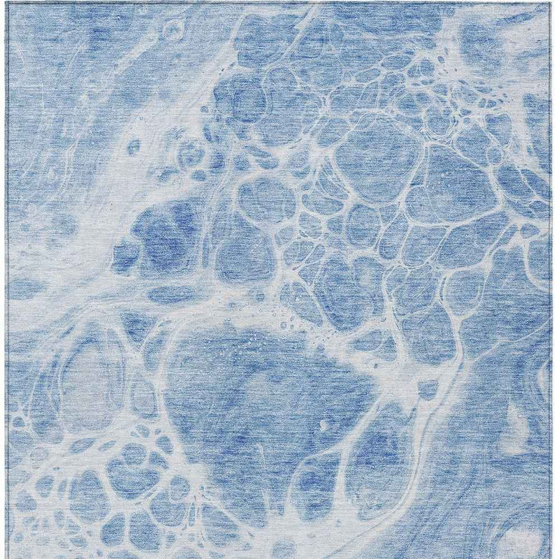 8' X 10' Sky Blue And Denim Blue Nautical Washable Indoor Outdoor Area Rug
