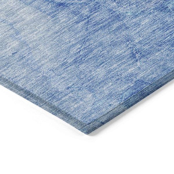 9' X 12' Denim Blue And Sky Blue Nautical Washable Indoor Outdoor Area Rug