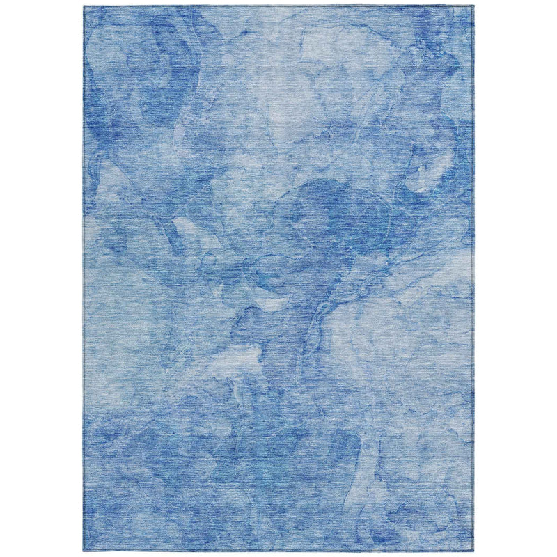 9' X 12' Denim Blue And Sky Blue Nautical Washable Indoor Outdoor Area Rug