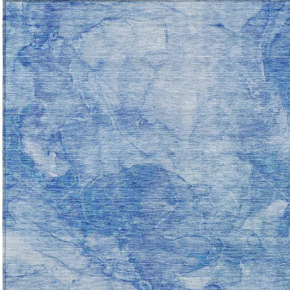 9' X 12' Denim Blue And Sky Blue Nautical Washable Indoor Outdoor Area Rug