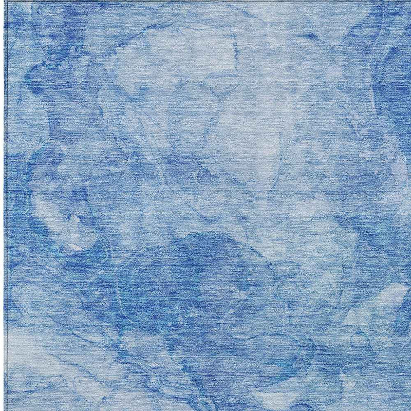 9' X 12' Denim Blue And Sky Blue Nautical Washable Indoor Outdoor Area Rug