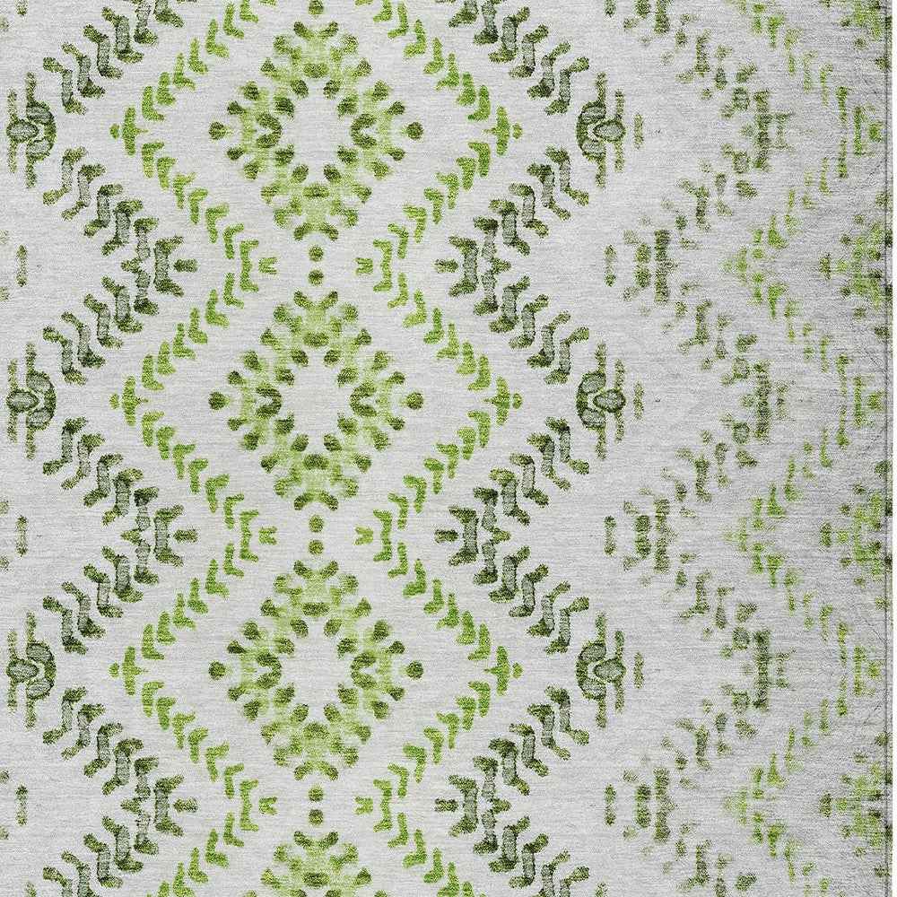 3' X 5' Green Ivory And Gray Geometric Washable Indoor Outdoor Area Rug