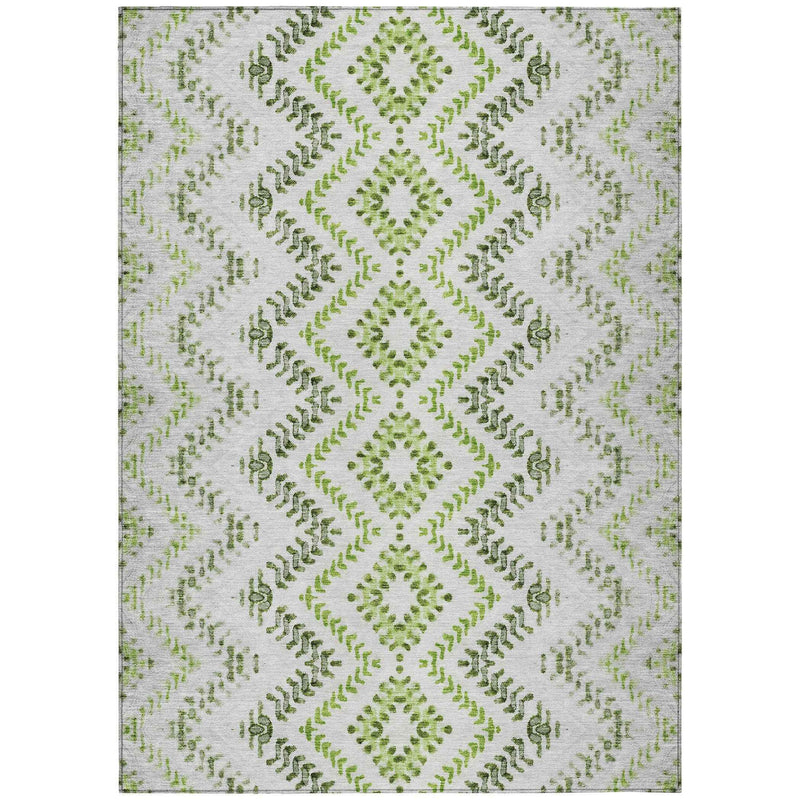 3' X 5' Green Ivory And Gray Geometric Washable Indoor Outdoor Area Rug