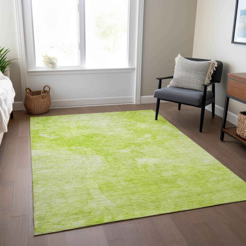 5' X 8' Artichoke Green And Lime Green Nautical Washable Indoor Outdoor Area Rug