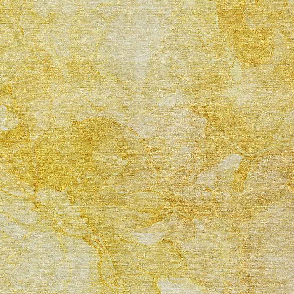 9' X 12' Gold And Yellow Nautical Washable Indoor Outdoor Area Rug