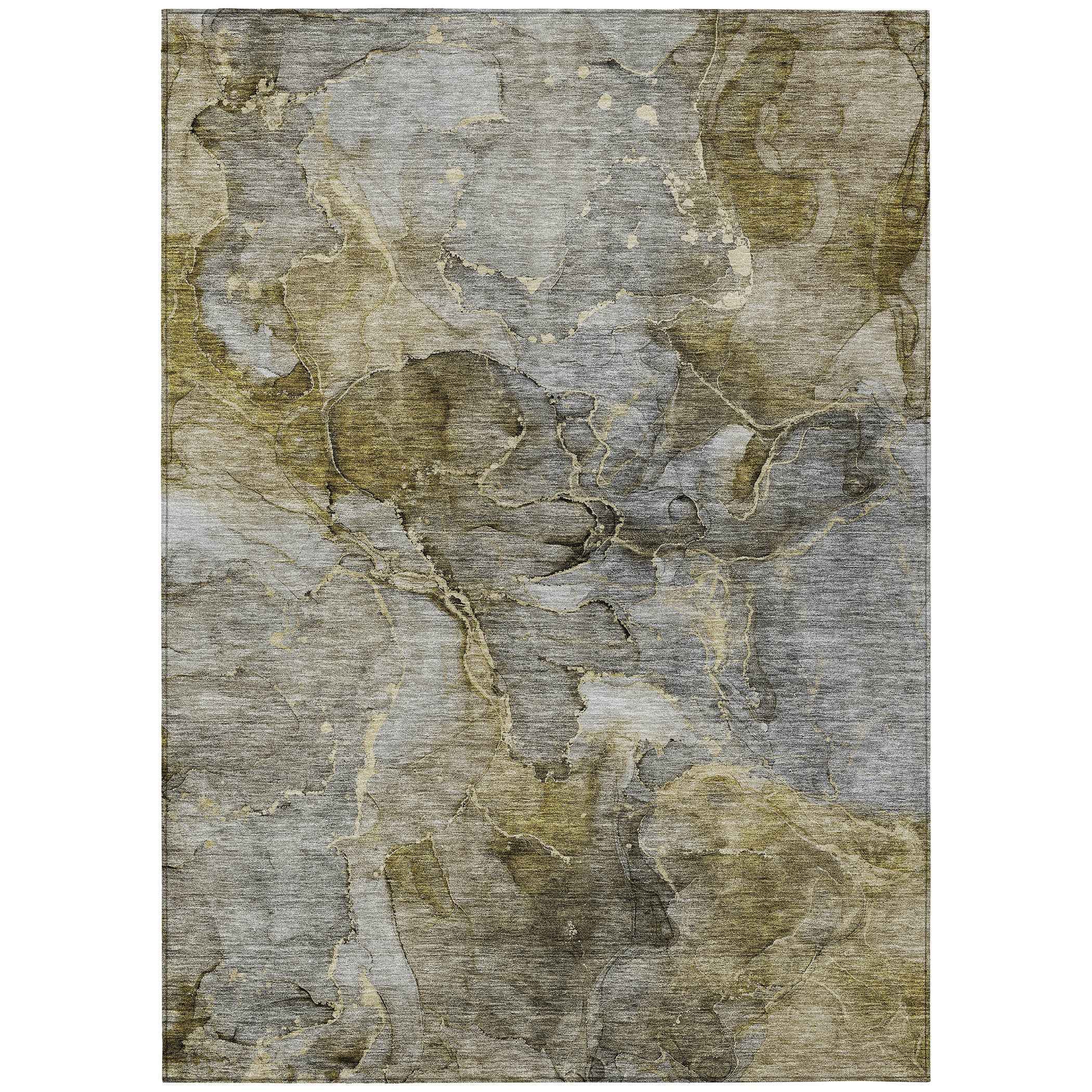10' X 14' Taupe Brown And Gray Abstract Washable Indoor Outdoor Area Rug