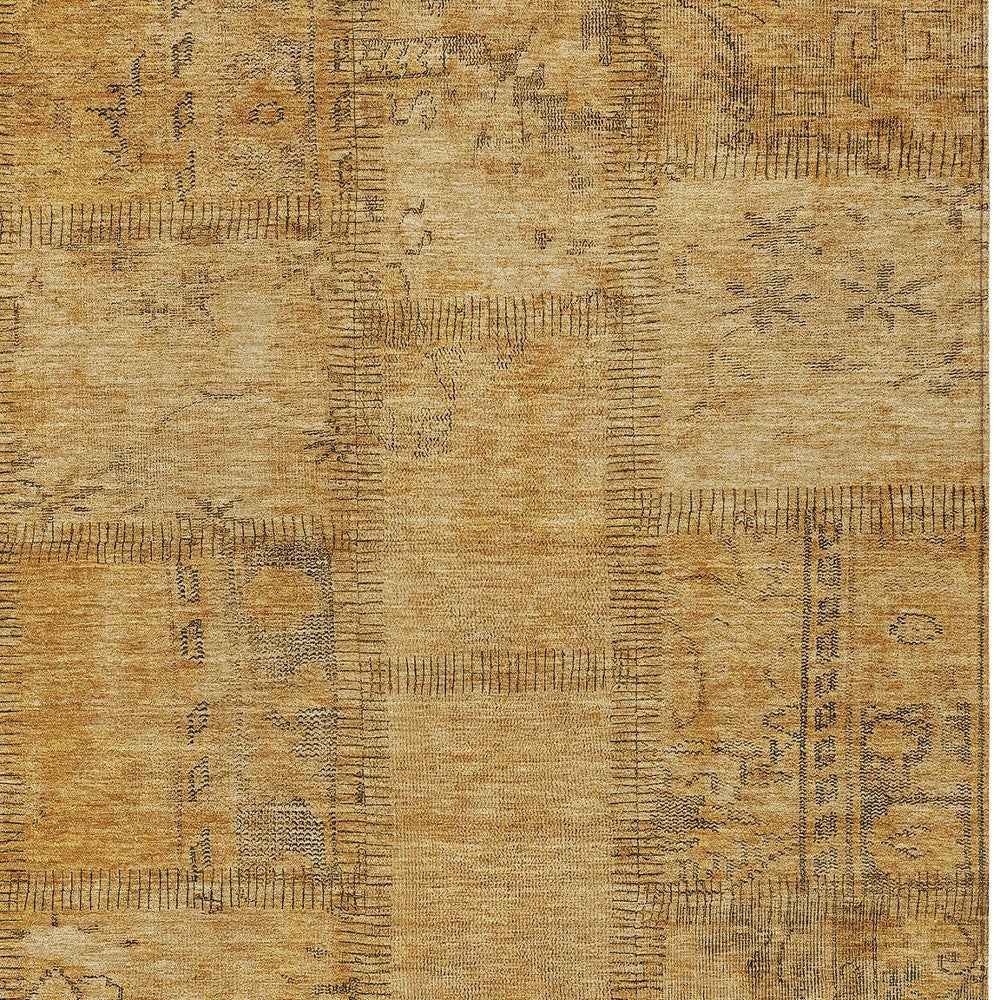 8' X 10' Peach Gray And Charcoal Patchwork Washable Indoor Outdoor Area Rug