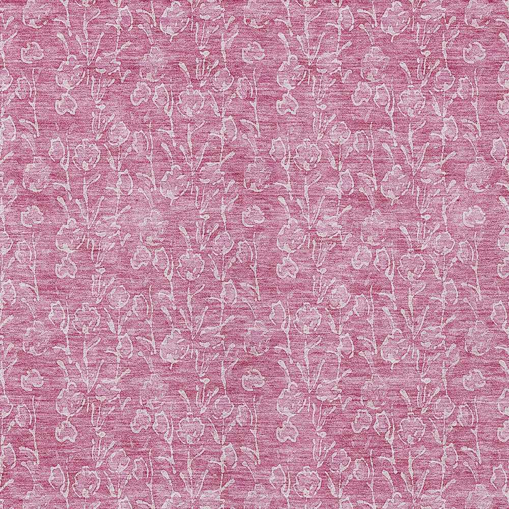 5' X 8' Blush And Ivory Floral Washable Indoor Outdoor Area Rug