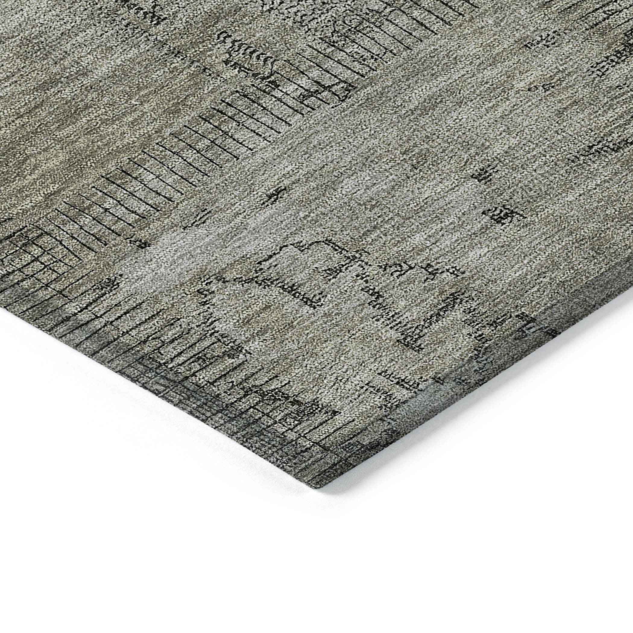 9' X 12' Taupe Brown And Beige Patchwork Washable Indoor Outdoor Area Rug