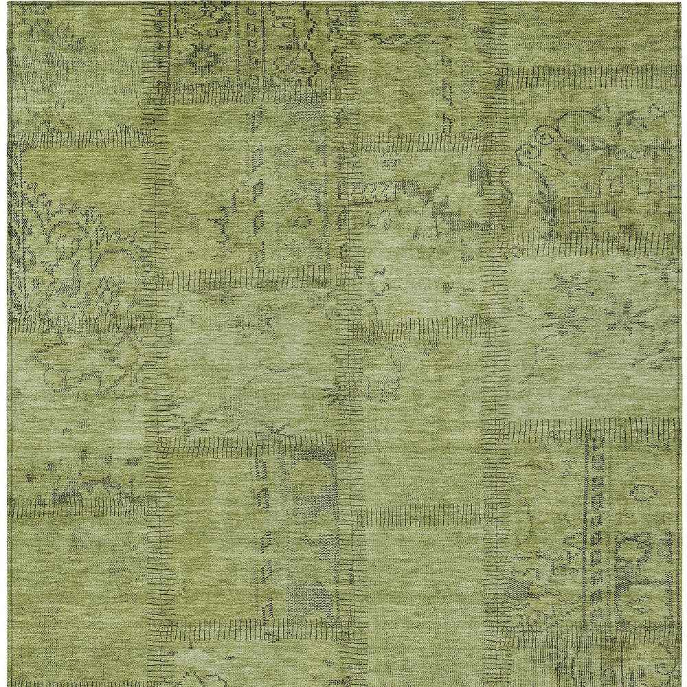 3' X 5' Fern Green And Artichoke Green Patchwork Washable Indoor Outdoor Area Rug