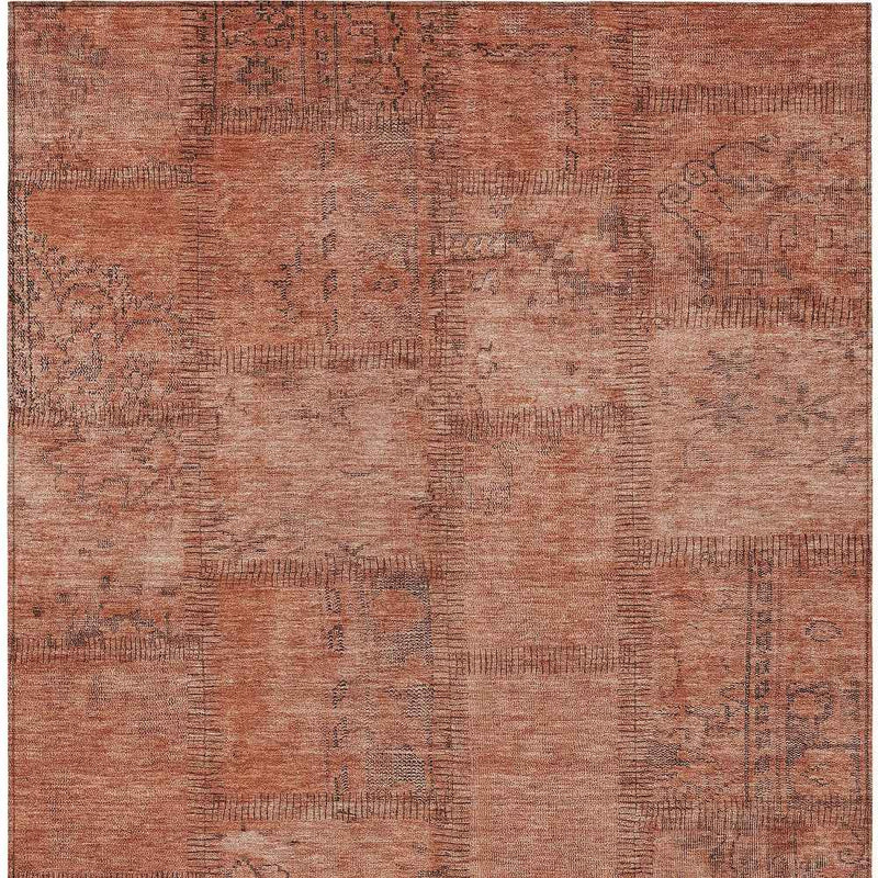 10' X 14' Salmon Copper And Gray Patchwork Washable Indoor Outdoor Area Rug