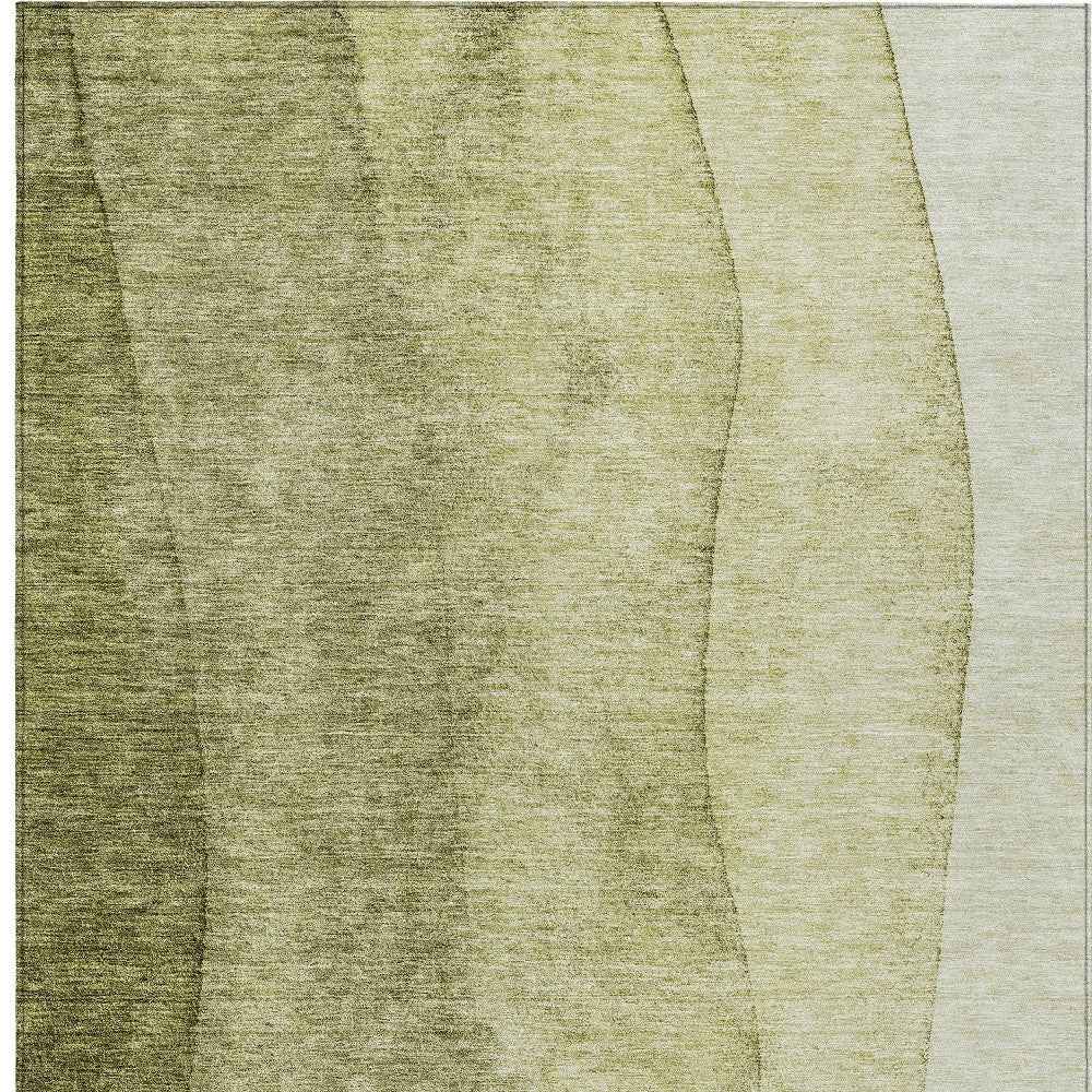 5' X 8' Olive Green And Artichoke Green Ombre Washable Indoor Outdoor Area Rug