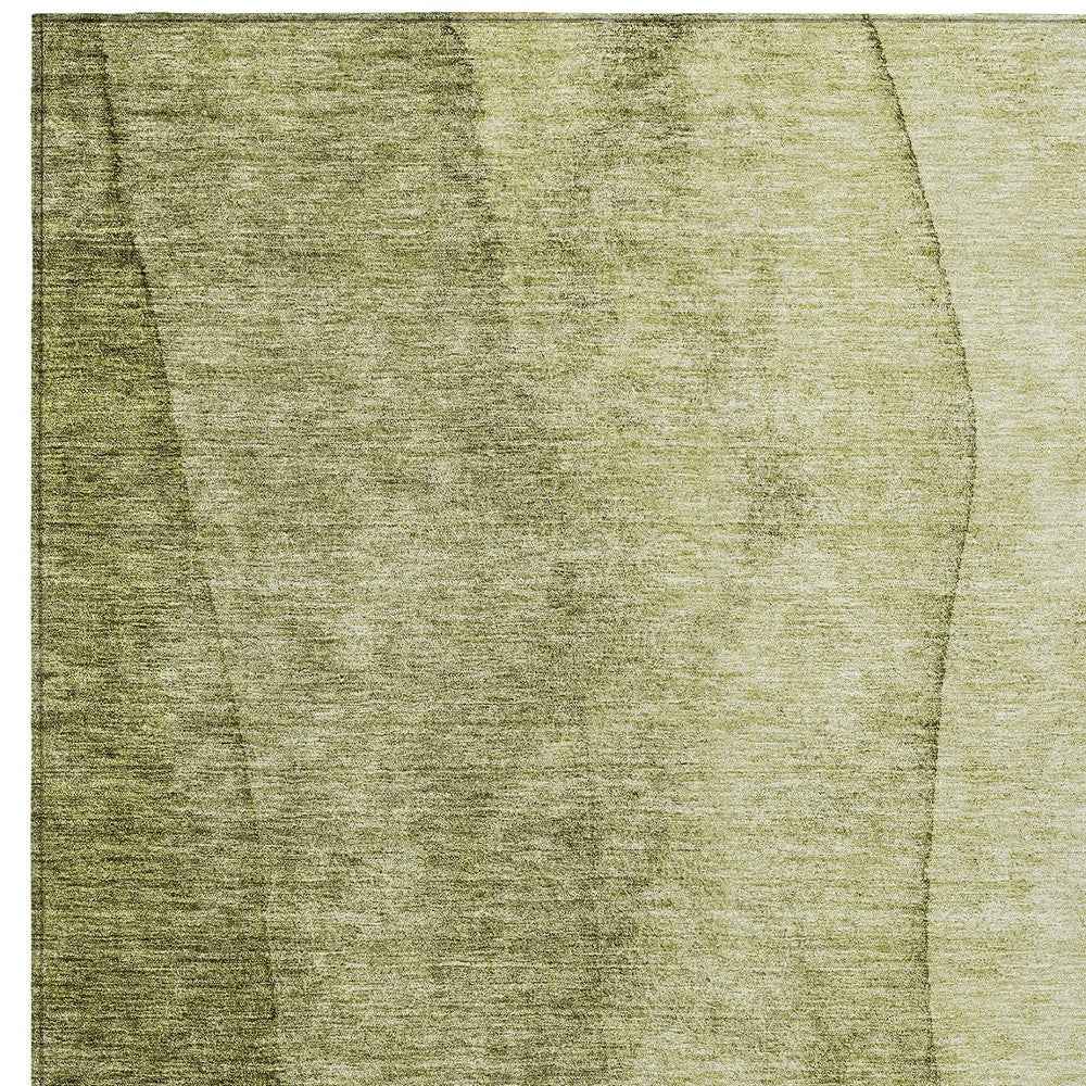 5' X 8' Olive Green And Artichoke Green Ombre Washable Indoor Outdoor Area Rug