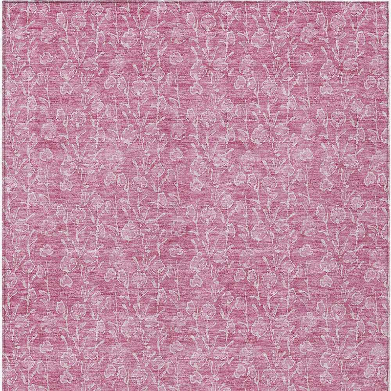 10' X 14' Blush And Ivory Floral Washable Indoor Outdoor Area Rug