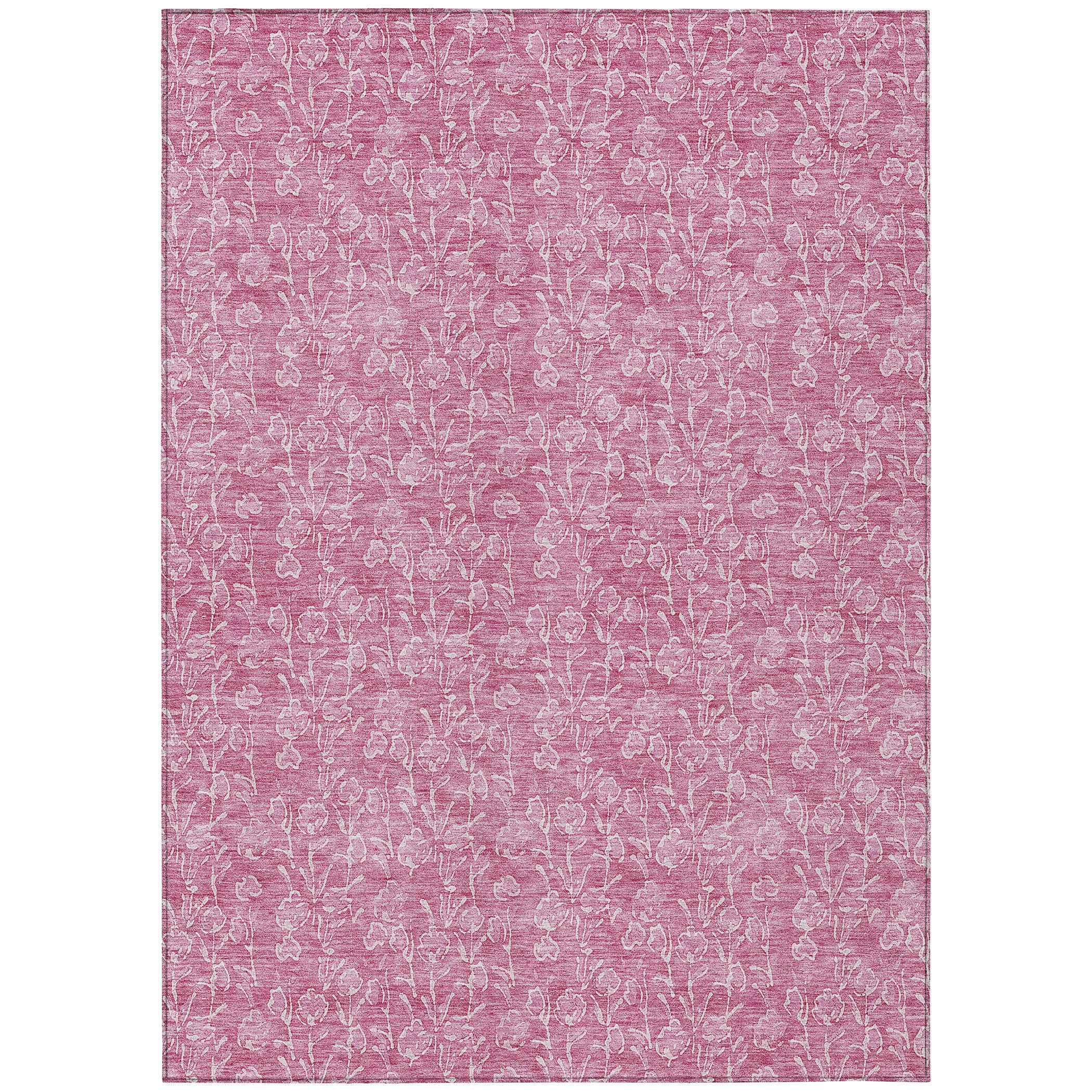10' X 14' Blush And Ivory Floral Washable Indoor Outdoor Area Rug
